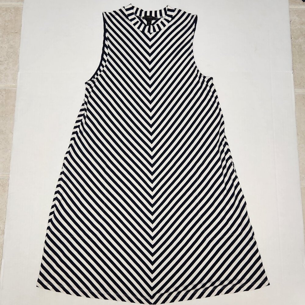 J Crew Womens Swingy Tank Shift Dress Navy White Strips Medium